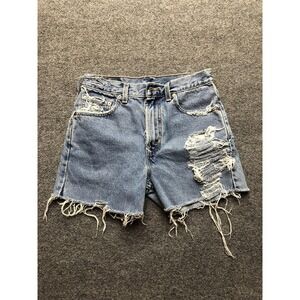 Men's Distressed Denim Shorts - Light Blue